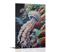 GFGPSALZU Animal Oil Painting- A Jellyfish Navigating An Underwater Obstacle Course, Tentacles Flowing. Fashionable Wall Decor - Hanging Art Poster And Mural08x12inch(20x30cm)