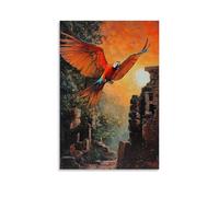 GFGPSALZU Animal Oil Painting- A Parrot Doing Flips on A Stunt Glider over Jungle Ruins at Sunrise Fashionable Wall Decor - Hanging Art Poster And Mural08x12inch(20x30cm)