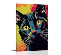 GFGPSALZU Art Poster Featuring A Black Cat with Vibrant Colors Fashionable Wall Decor - Hanging Art Poster And Mural16x24inch(40x60cm)