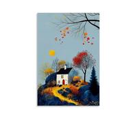 GFGPSALZU Art Poster Featuring A Cottage on An Autumn Day with Leaves Blowing in The Fashionable Wall Decor - Hanging Art Poster And Mural20x30inch(50x75cm)