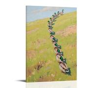 GFGPSALZU Ducks Line Up, Walking Along The Ridge Fashionable Wall Decor - Hanging Art Poster And Mural24x36inch(60x90cm)