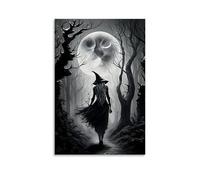 GFGPSALZU Halloween Poster with A Woman in Witch Costume Standing near Trees Fashionable Wall Decor - Hanging Art Poster And Mural20x30inch(50x75cm)