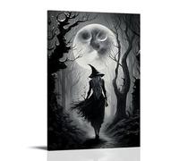 GFGPSALZU Halloween Poster with A Woman in Witch Costume Standing near Trees Fashionable Wall Decor - Hanging Art Poster And Mural12x18inch(30x45cm)