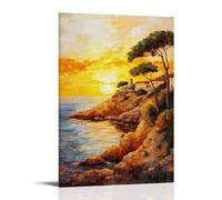 GFGPSALZU Landscape - Golden Sunset on The Mediterranean Coast Fashionable Wall Decor - Hanging Art Poster And Mural24x36inch(60x90cm)