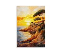 GFGPSALZU Landscape - Golden Sunset on The Mediterranean Coast Fashionable Wall Decor - Hanging Art Poster And Mural24x36inch(60x90cm)
