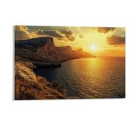 GFGPSALZU Landscape - Golden Sunset Over The Mediterranean Cliffs Fashionable Wall Decor - Hanging Art Poster And Mural20x30inch(50x75cm)