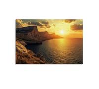 GFGPSALZU Landscape - Golden Sunset Over The Mediterranean Cliffs Fashionable Wall Decor - Hanging Art Poster And Mural24x36inch(60x90cm)