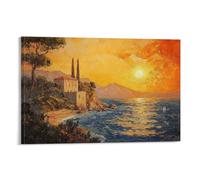 GFGPSALZU Landscape - Golden Sunset Over The Mediterranean Coast Fashionable Wall Decor - Hanging Art Poster And Mural24x36inch(60x90cm)