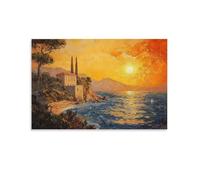 GFGPSALZU Landscape - Golden Sunset Over The Mediterranean Coast Fashionable Wall Decor - Hanging Art Poster And Mural08x12inch(20x30cm)