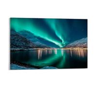 GFGPSALZU Landscape - Northern Lights Dancing Over Fjords Fashionable Wall Decor - Hanging Art Poster And Mural24x36inch(60x90cm)