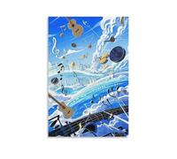 GFGPSALZU Music Background with Guitar, Musical Instruments, A Lot of Clouds And Water Fashionable Wall Decor - Hanging Art Poster And Mural08x12inch(20x30cm)