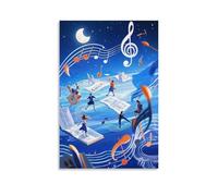 GFGPSALZU Music Fans Are Falling of Books in The Air Fashionable Wall Decor - Hanging Art Poster And Mural16x24inch(40x60cm)