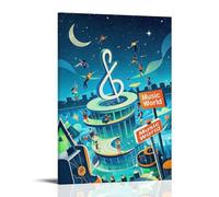 GFGPSALZU Music Illustration of A Band Performing Outside A Store with People Standing by The Fashionable Wall Decor - Hanging Art Poster And Mural12x18inch(30x45cm)