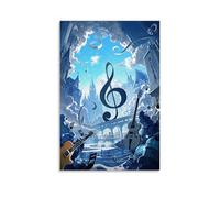 GFGPSALZU Music Instruments Sit in Front of A Very Tall Castle Under The Sky Fashionable Wall Decor - Hanging Art Poster And Mural24x36inch(60x90cm)