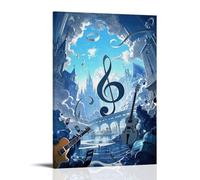 GFGPSALZU Music Instruments Sit in Front of A Very Tall Castle Under The Sky Fashionable Wall Decor - Hanging Art Poster And Mural20x30inch(50x75cm)