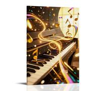 GFGPSALZU Music, Musical Notes Are Flying Around The Piano Keyboard Fashionable Wall Decor - Hanging Art Poster And Mural08x12inch(20x30cm)