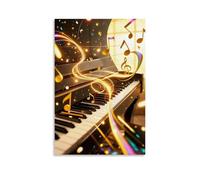 GFGPSALZU Music, Musical Notes Are Flying Around The Piano Keyboard Fashionable Wall Decor - Hanging Art Poster And Mural12x18inch(30x45cm)