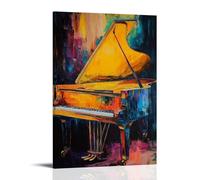 GFGPSALZU Musical Instruments Oil Painting- A Vibrant Symphony of Colors Capturing The Soul of A Grand Piano in Golden Light Fashionable Wall Decor - Hanging Art Poster And Mural20x30inch(50x75cm)