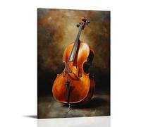 GFGPSALZU Musical Instruments Oil Painting- Cello Curves Caressed by Oil, Deep Mahogany Tones Singing on Canvas Fashionable Wall Decor - Hanging Art Poster And Mural20x30inch(50x75cm)