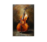 GFGPSALZU Musical Instruments Oil Painting- Cello Curves Caressed by Oil, Deep Mahogany Tones Singing on Canvas Fashionable Wall Decor - Hanging Art Poster And Mural20x30inch(50x75cm)