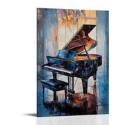 GFGPSALZU Musical Instruments Oil Painting- Grand Piano in An Elegant Hall, Reflections Dancing on Its Polished Surface Fashionable Wall Decor - Hanging Art Poster And Mural24x36inch(60x90cm)