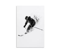 GFGPSALZU Skiing Poster- Velocity in White - Monochrome Skier Carving through Negative Space with Dynamic Motion Lines Fashionable Wall Decor - Hanging Art Poster And Mural08x12inch(20x30cm)