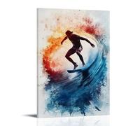 GFGPSALZU Sports Poster - Surfing- Wave Riders Dream in Watercolor Flow Fashionable Wall Decor - Hanging Art Poster And Mural24x36inch(60x90cm)