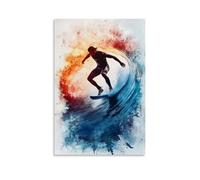 GFGPSALZU Sports Poster - Surfing- Wave Riders Dream in Watercolor Flow Fashionable Wall Decor - Hanging Art Poster And Mural08x12inch(20x30cm)