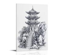 GFGPSALZU Taoist Pagoda Drawing for Spiritual And Peaceful Wall Art Fashionable Wall Decor - Hanging Art Poster And Mural20x30inch(50x75cm)