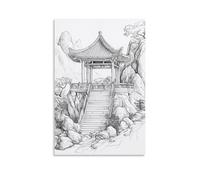 GFGPSALZU Taoist Shrine Sketch for Mindful And Relaxing Wall Decoration Fashionable Wall Decor - Hanging Art Poster And Mural16x24inch(40x60cm)