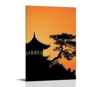 GFGPSALZU Taoist Temple Silhouette Art for Minimalist Home Decoration Fashionable Wall Decor - Hanging Art Poster And Mural24x36inch(60x90cm)