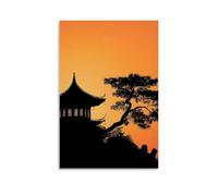 GFGPSALZU Taoist Temple Silhouette Art for Minimalist Home Decoration Fashionable Wall Decor - Hanging Art Poster And Mural16x24inch(40x60cm)
