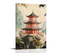 GFGPSALZU Traditional Taoist Architecture Illustration for Calm Wall Decor Fashionable Wall Decor - Hanging Art Poster And Mural16x24inch(40x60cm)