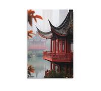 GFGPSALZU Traditional Taoist Building Art for Peaceful Home Ambiance Fashionable Wall Decor - Hanging Art Poster And Mural24x36inch(60x90cm)
