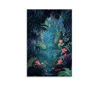 GFGPSALZU Tropical Poster- Jungle Dreams - Where Flowers Glow at Night Fashionable Wall Decor - Hanging Art Poster And Mural16x24inch(40x60cm)