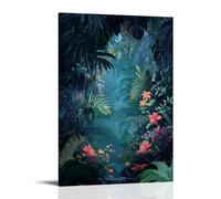 GFGPSALZU Tropical Poster- Jungle Dreams - Where Flowers Glow at Night Fashionable Wall Decor - Hanging Art Poster And Mural12x18inch(30x45cm)