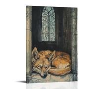 GFGPSALZU Victorian-Era Illustration of A Majestic Stray Dog Sleeping in Church Doorway Fashionable Wall Decor - Hanging Art Poster And Mural16x24inch(40x60cm)