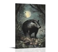 GFGPSALZU Victorian-Era Illustration of A Majestic Tapir in A Jungle Clearing, Moonlight Revealing Its Ancient Symbols Fashionable Wall Decor - Hanging Art Poster And Mural16x24inch(40x60cm)