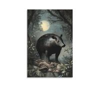 GFGPSALZU Victorian-Era Illustration of A Majestic Tapir in A Jungle Clearing, Moonlight Revealing Its Ancient Symbols Fashionable Wall Decor - Hanging Art Poster And Mural24x36inch(60x90cm)