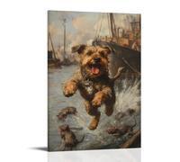 GFGPSALZU Victorian-Era Illustration of A Majestic Terrier Chasing Rats Along Dockside Fashionable Wall Decor - Hanging Art Poster And Mural16x24inch(40x60cm)