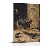 GFGPSALZU Victorian-Era Illustration of A Majestic Terrier Chasing Rats in The Stable Fashionable Wall Decor - Hanging Art Poster And Mural24x36inch(60x90cm)
