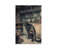 GFGPSALZU Victorian-Era Illustration of A Majestic Tortoiseshell Cat Hunting in The Pantry Fashionable Wall Decor - Hanging Art Poster And Mural20x30inch(50x75cm)