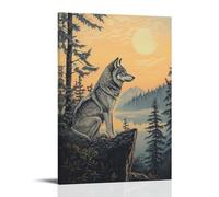 GFGPSALZU Victorian-Era Illustration of A Majestic Wolf Watching from Forest Edge at Dusk Fashionable Wall Decor - Hanging Art Poster And Mural20x30inch(50x75cm)