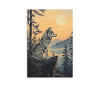 GFGPSALZU Victorian-Era Illustration of A Majestic Wolf Watching from Forest Edge at Dusk Fashionable Wall Decor - Hanging Art Poster And Mural24x36inch(60x90cm)