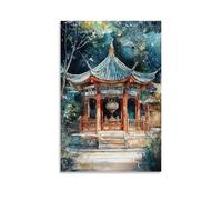 GFGPSALZU Watercolor Taoist Shrine Poster for Meditative Home Decor Fashionable Wall Decor - Hanging Art Poster And Mural08x12inch(20x30cm)