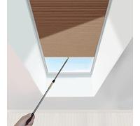 GFHOOZ Coffee Manual Cellular Honeycomb Shades - Waterproof Half Blackout Blinds for Skylight Attic Roof Custom Size (W60 x L90cm) - Energy Efficient Window Treatment