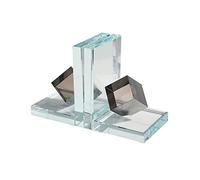 GFHTRELY Bookends Modern Bookends Heavy Duty Transparent Crystal Ornaments Study Bookcase Desktop Book Ends to Hold Books Non Skid Stoppers Bookshelf(D)