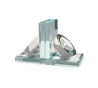 GFHTRELY Bookends Modern Bookends Heavy Duty Transparent Crystal Ornaments Study Bookcase Desktop Book Ends to Hold Books Non Skid Stoppers Bookshelf(A)