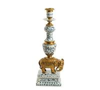 GFHTRELY Candlestick Nordic Retro Blue and White Candlestick Living Room Single Head Ceramic Inlaid with Pure Copper Desktop Handicraft Interior Decoration Candle Table