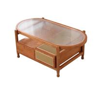GFHTRELY Center Table Household Coffee Table Small Living Room Simple Oval Japanese Style Bedroom Table